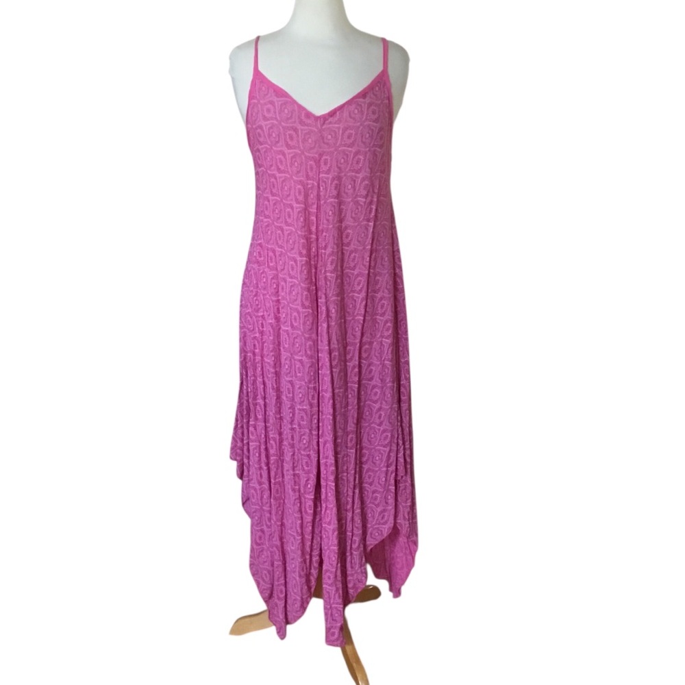 Boutique Pink Paisley Boho Cotton Maxi Dress - Picture 1 of 5
